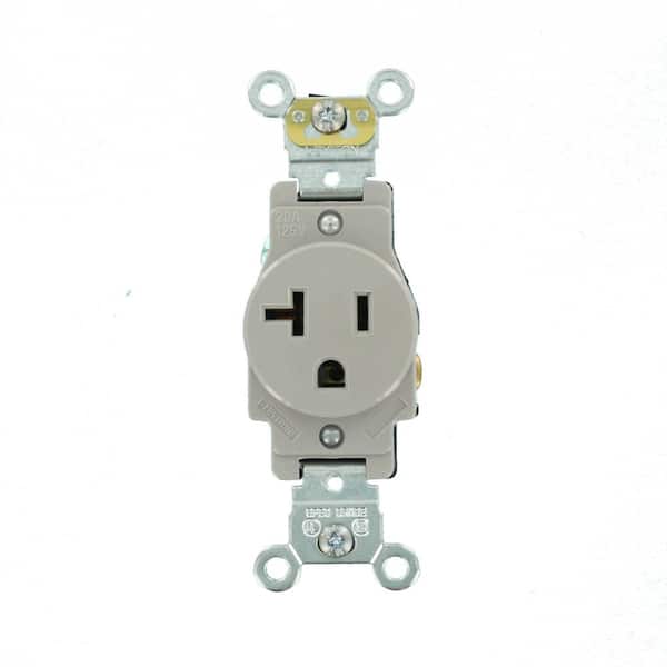 20 Amp 125 V Industrial Grade Self Grounding Single Outlet/Receptacle, Gray (1-Pack) 5361-GY