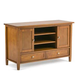 Warm Shaker Solid Wood 47 in. Wide 2- Drawer Transitional TV Media Stand in Light Golden Brown for TVs up to 50 in.