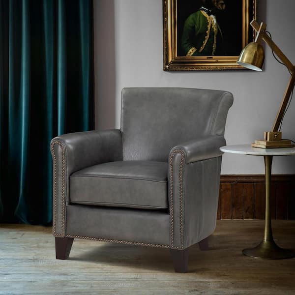 Unbranded Kailee Gray Leather Upholstery Accent Chair
