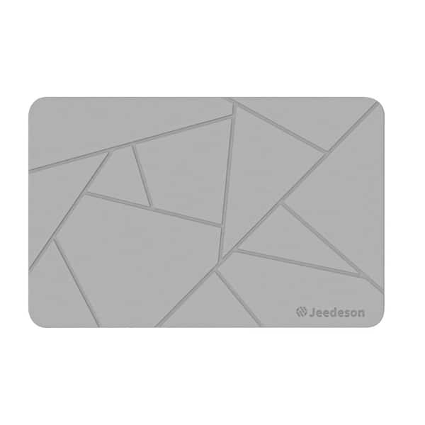 Vsmile 15.4 in. x 23.6 in. Quick Drying Bathroom Floor Mat, Natural, Easy to Clean, Light Gray