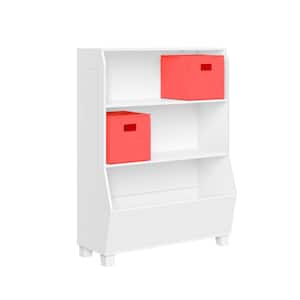 Kids 34 in. Bookcase with Toy Organizer and 2-Coral Bins