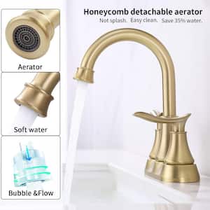 Arc 4 in. Centerset Double Handle Bathroom Faucet with Drain Kit Included in Brushed Gold