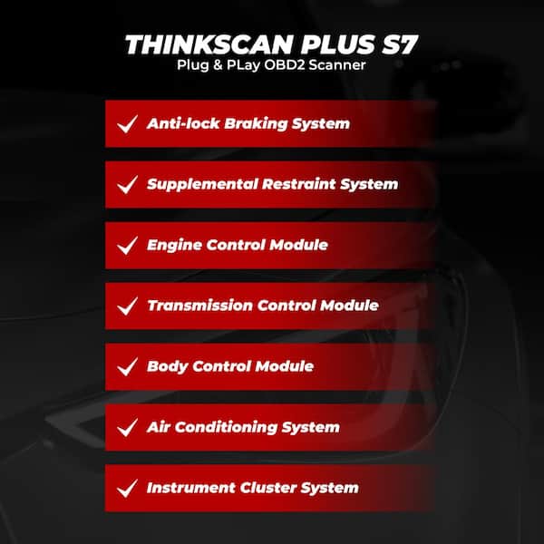 Thinkcar 5 in. OBD2 Scanner Tablet Car Code Reader Vehicle Diagnostic  Tester Tool THINKSCAN PLUS S7 TKPS7 - The Home Depot