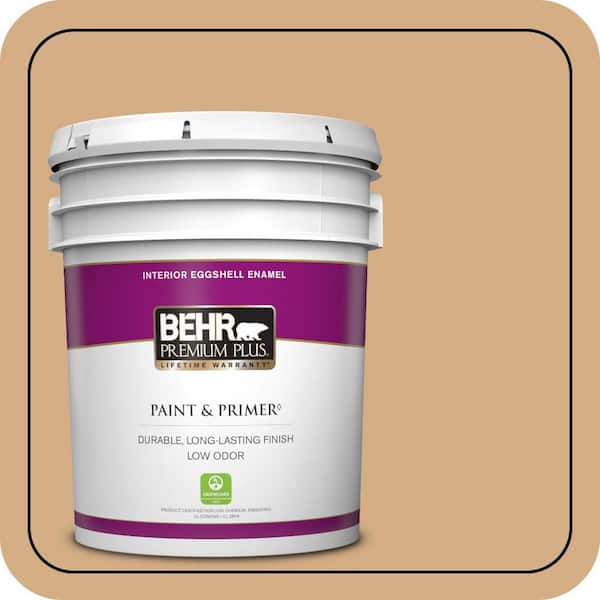 BEHR PREMIUM PLUS 5 gal. #S270-4 Praline Eggshell Enamel Low Odor Interior Paint & Primer