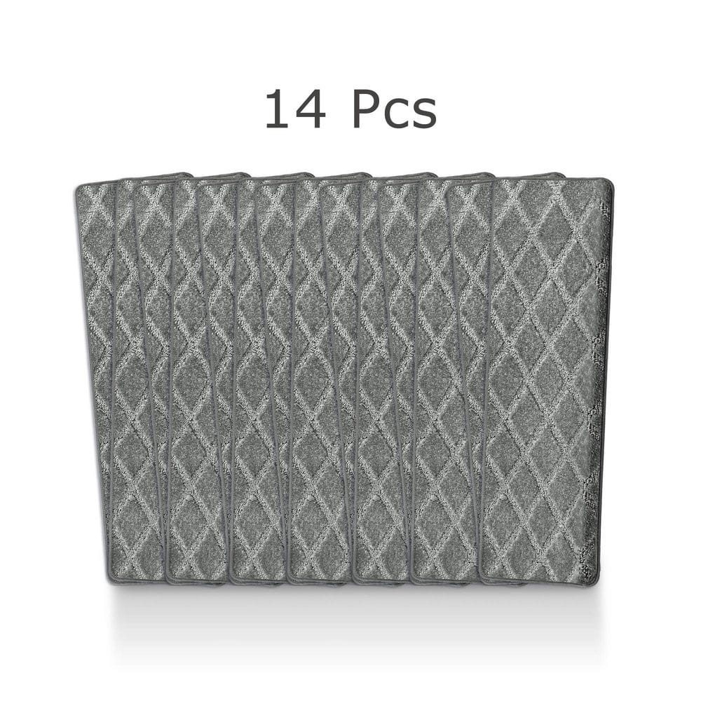 Gray Diamond Trellis Non-Slip Carpet Stair Treads Set