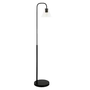Henderson 62 in. Blackened Bronze Arc Floor Lamp with Clear Glass Shade