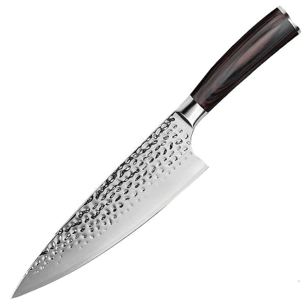 8 in. HC German Stainless Steel Tang Japanese Chef Knife for Kitchen Hand-Hammered Design, Ergonomic Handle, Christmas