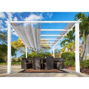 Florence 11 ft. x 11 ft. White Frame Pergola with Gray Canopy