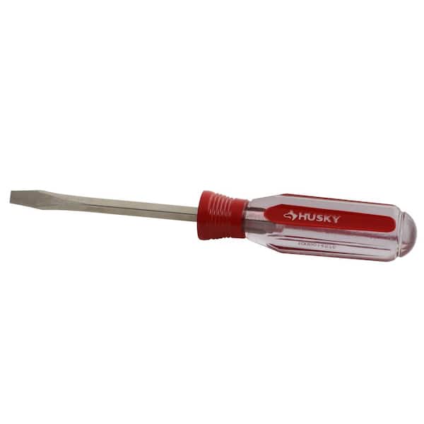Husky 1/4 in. x 4 in. Square Shaft Standard Slotted Screwdriver