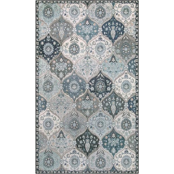3' x 5' Trellis Washable Non-Slip Rug