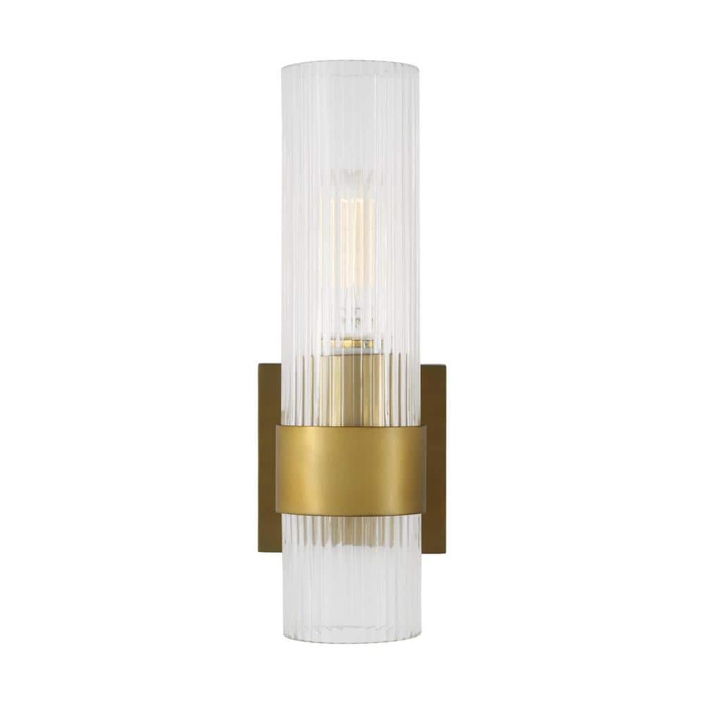 Geneva Burnished Brass and Clear Glass Wall Sconce