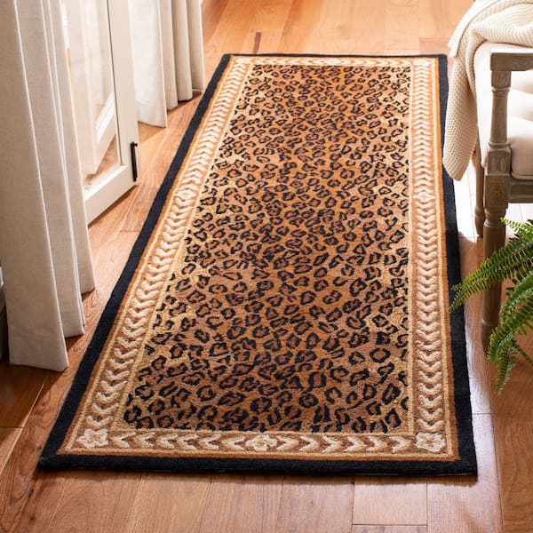Chelsea Black/Brown 3 ft. x 10 ft. Animal Print Runner Rug