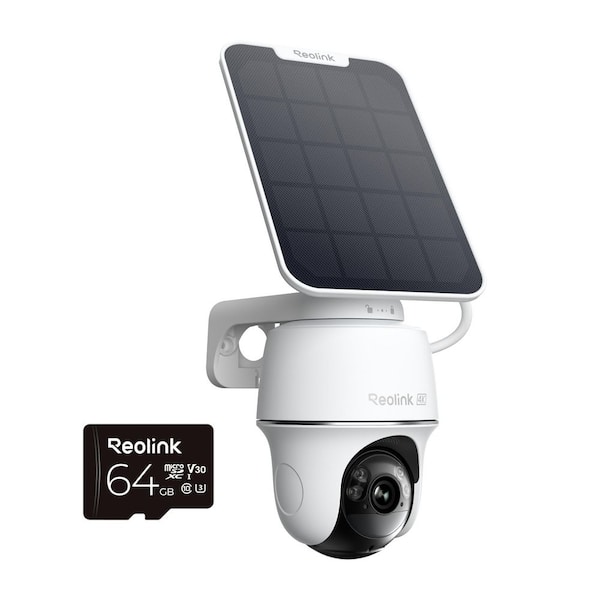 Argus PT Ultra B440 4K 8MP Solar Outdoor Wireless Battery Operated Wi-Fi Auto Pan Tilt Security Camera with 64GBSD-White