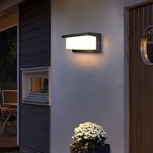 30-Watt Black Rectangle Integrated LED Indoor/Outdoor Wall Sconce Light Fixtures, 3000K Soft White