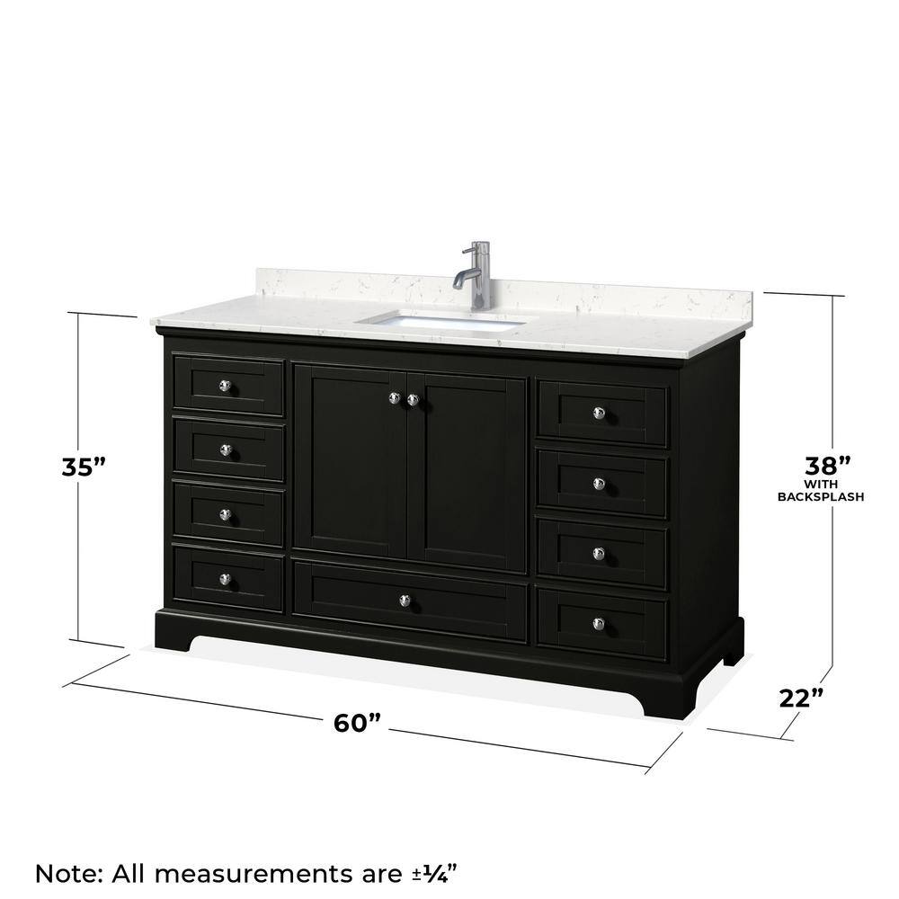 Deborah 60'' Dark Espresso Single Freestanding Bathroom Vanity with Light-Vein Carrara Marble Top