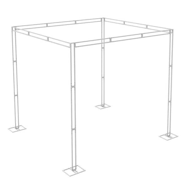 118 in. x 118 in. Outdoor Wedding Ceremony Square Canopy Chuppah Metal Backdrop Stand Garden Pergola Arbor