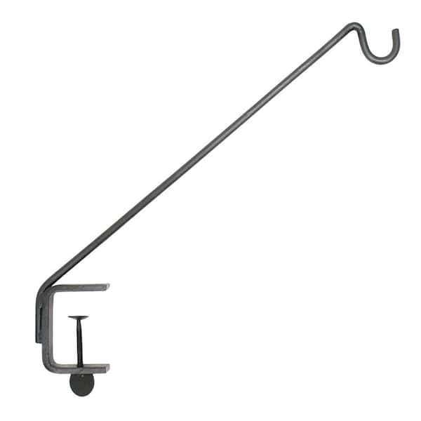Achla Designs 45° Angled Rail Mount Iron Pole, 24 in. Tall, Black Powder Coat Finish