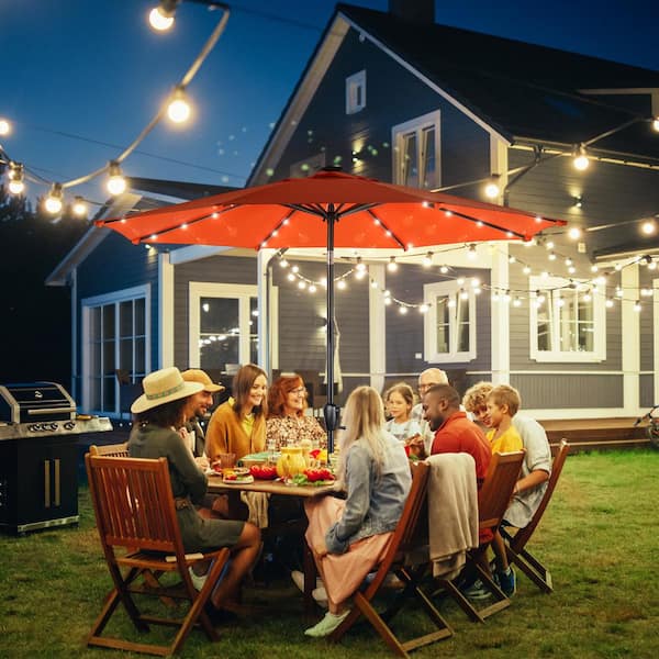 costco patio umbrella cantilever Seasons Sentry 10' Square Solar LED Cantilever Umbrella