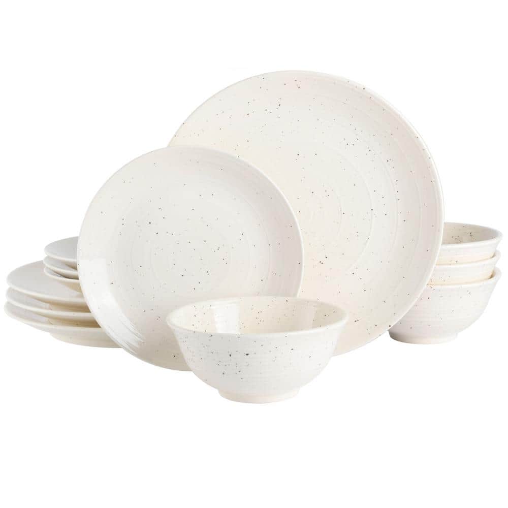 Gibson Home Siam 12 Piece Round Stoneware Dinnerware Set In White : Target