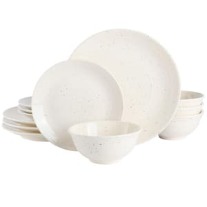 Ramapo 12-Piece Stoneware Dinnerware Set in White Speckle