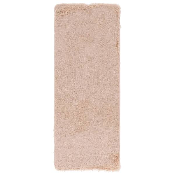Rainbow Shag 2 ft. x 6 ft. Beige Solid Runner Rug