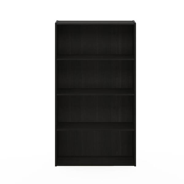 Photo 1 of 41.7 in. Espresso Wood 4-shelf Standard Bookcase with Storage