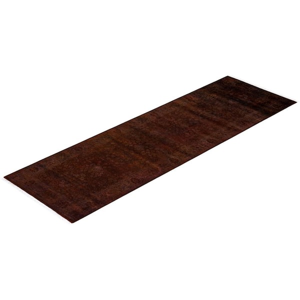 Overdyed Brown 2 ft. 7 in. x 8 ft. 5 in. Wool Indoor Area Rug