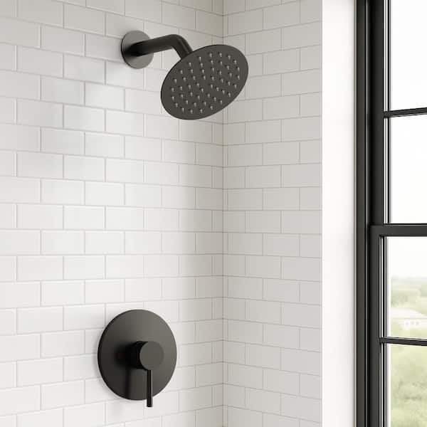 6 in. Single Handle 1-Spray Shower Faucet 1.8 GPM with Anti Scald in Matte Black