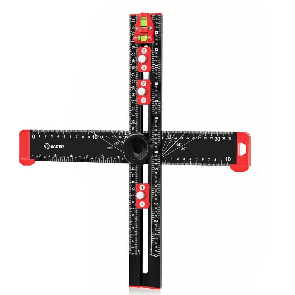 4-in-1 Drilling Positioning Ruler, Adjustable 13.78 in Multifunctional T Sq
