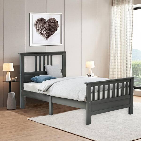 Grey Bed Frame Twin 400 lbs. Heavy Duty TwinFrameG - The Home Depot Grey Bed Frame Twin 400 lbs. Heavy Duty TwinFrameG - The Home Depot