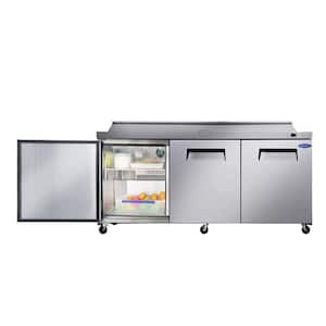 72 in. 22 cu. ft. 3 Door Commercial Refrigerator in Stainless Steel with Sandwich and Salad Prep Table, ETL Certified