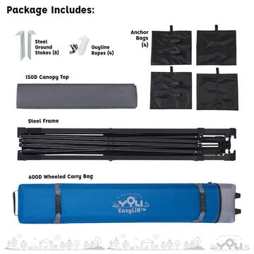 Yoli Avalon EasyLift 12 ft. x 12 ft. Instant Pop-Up Canopy Tent with Wheeled Carry Bag and Bonus 4 Anchor Bags AVLN144GRAYANCR