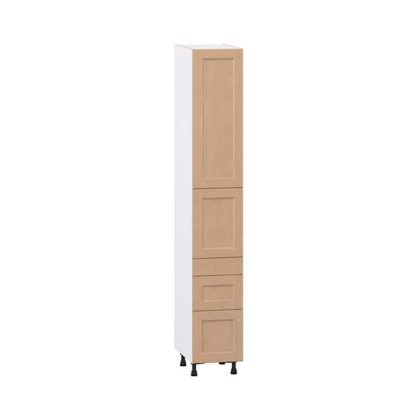 Lakewood 15 in. W x 24.5 in. D x 94.5 in. H Shaker Assembled Pantry Kitchen Cabinet 3-Drawers in Sugar Cookie