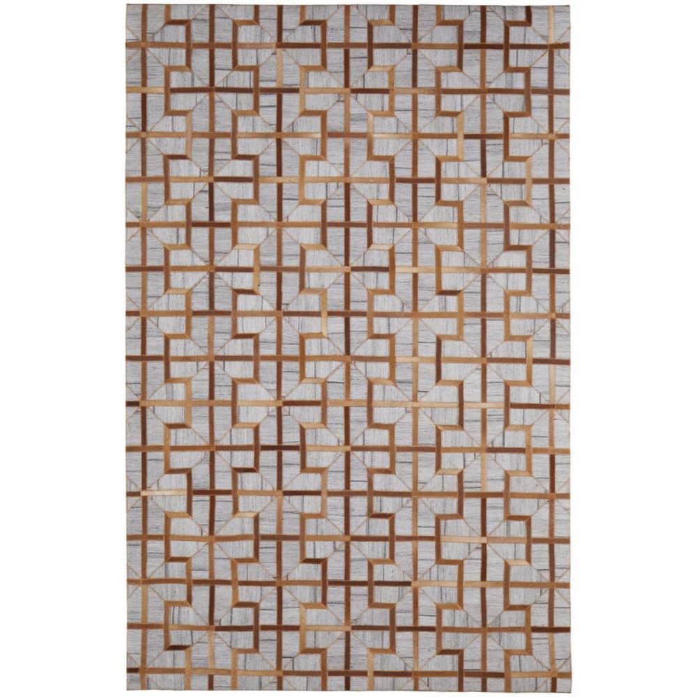 HomeRoots 2 ft. x 8 ft. Tan, Brown Geometric Area Rug 2000511808 - The ...