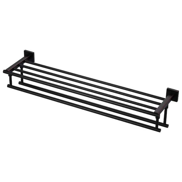 32 in. Bathroom Wall Mounted Double Tier Towel Rack with Double Towel Bar Stainless Steel in Oil Rubbed Bronze