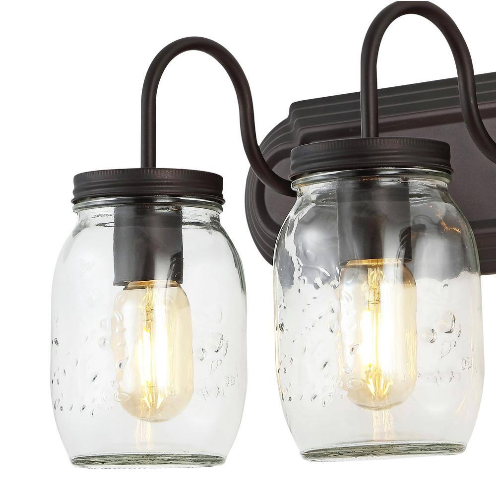 Gaines Industrial Rustic 19.3" Bronze LED Jelly Jar Vanity Light