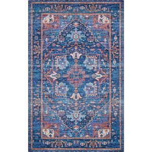 Cielo Blue/Multi 3 ft. x 5 ft. Oriental 100% Polyester Area Rug