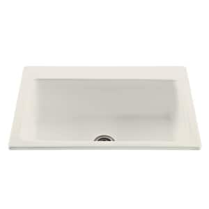 Reflection Undermount/Drop-In Acrylic 33 in. Single Bowl Kitchen Sink in Biscuit