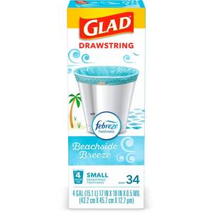 Glad 4 Gal. OdorShield Febreze Beachside Breeze Small Drawstring