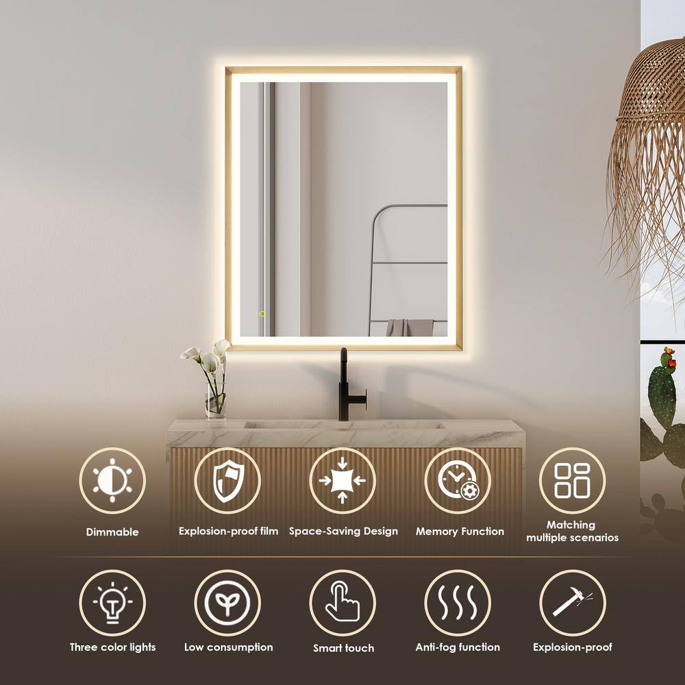 Apollo 36" Gold Rectangular LED Vanity Mirror