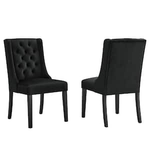 Baronet Black Performance Velvet Tufted Dining Side Chairs (Set of 2)