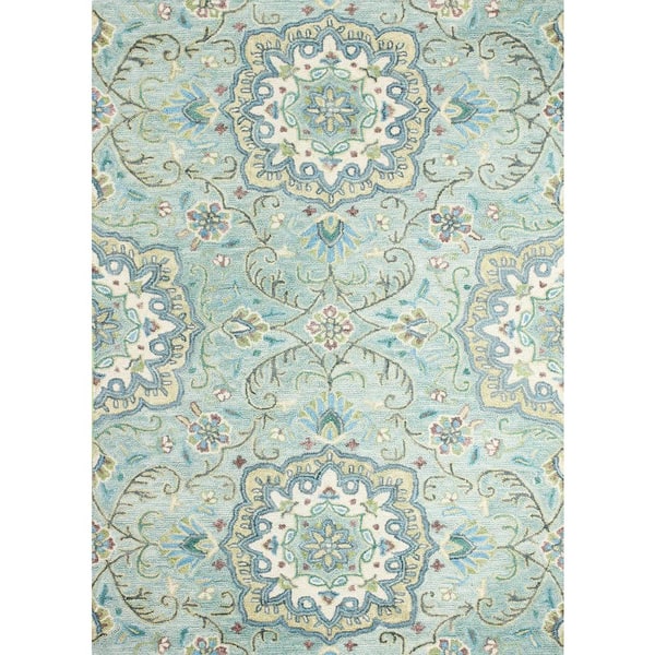 BASHIAN Valencia Lt. Green 4 ft. x 6 ft. (3'6" x 5'6") Geometric Transitional Accent Rug