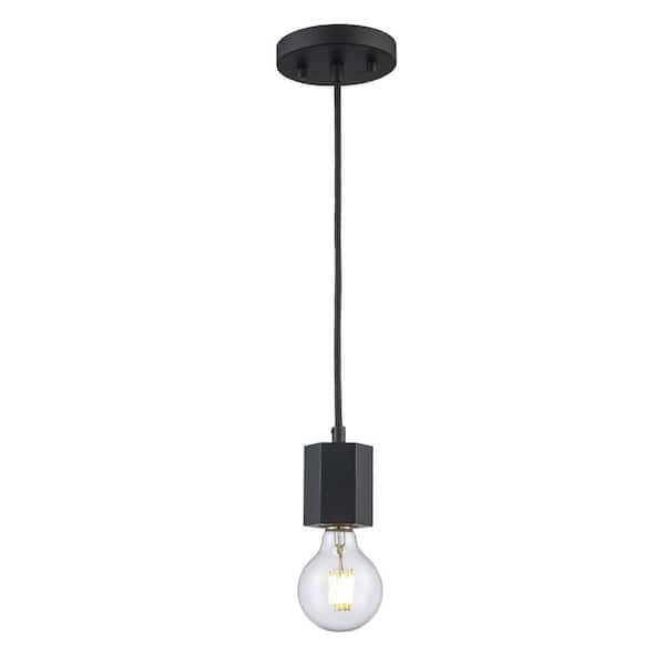 Bel Air Lighting Placerville 1-Light Black Mini Pendant Light Fixture with Geometric Socket