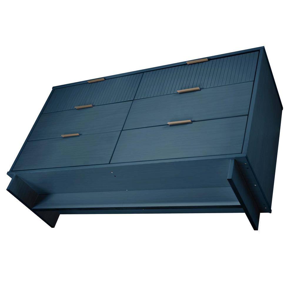 Midnight Blue Double Dresser Set with Soft Close Drawers