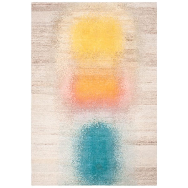 Tibetan 6 ft. x 9 ft. Beige/Gold Abstract Area Rug