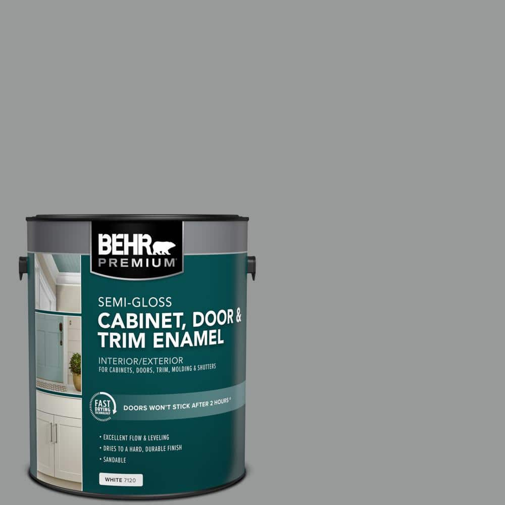 BEHR PREMIUM 1 gal. #MS-82 Cobblestone Grey Semi-Gloss Enamel  Interior/Exterior Cabinet, Door & Trim Paint 712001 - The Home Depot