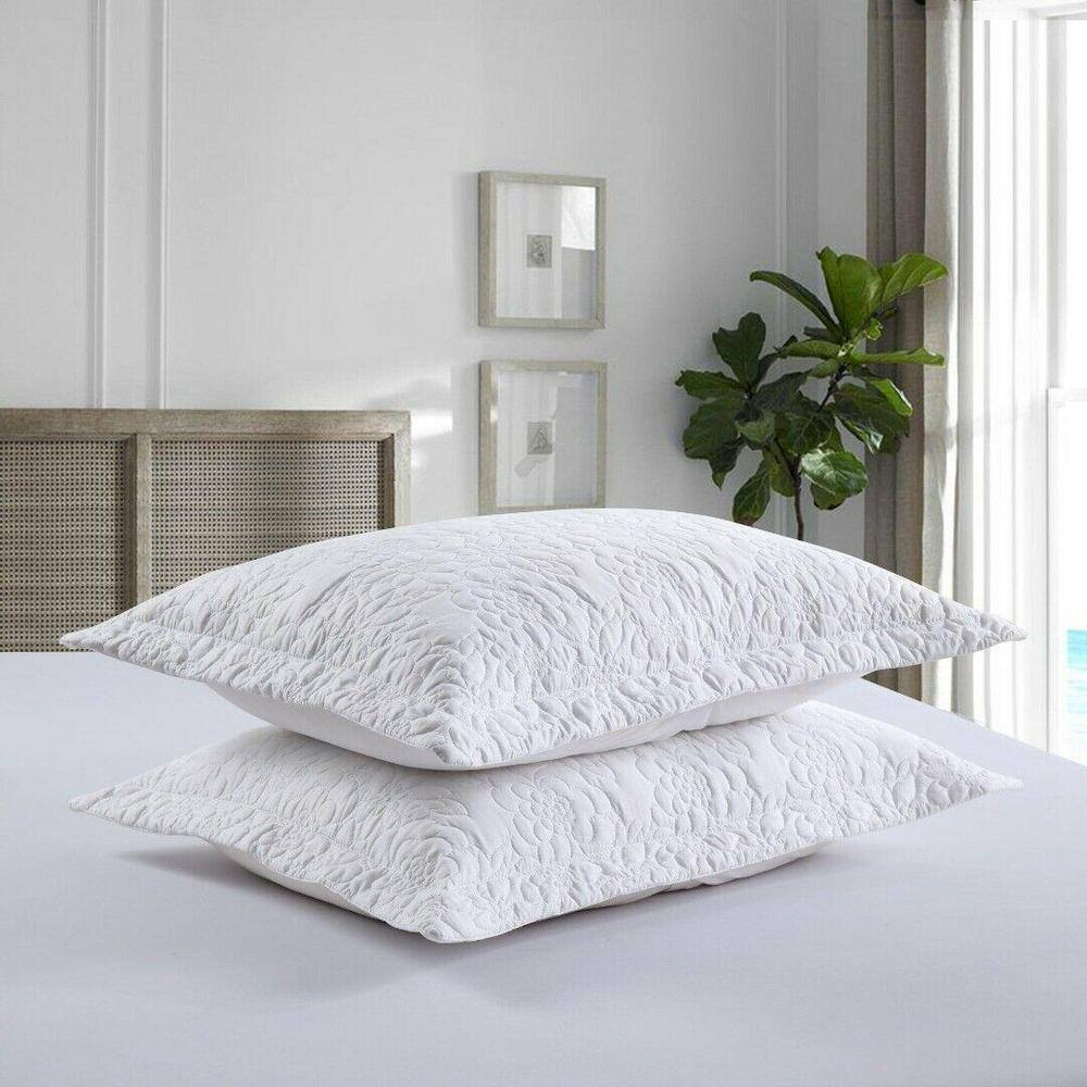 White Embroidered Polyester King Size Pillow Shams