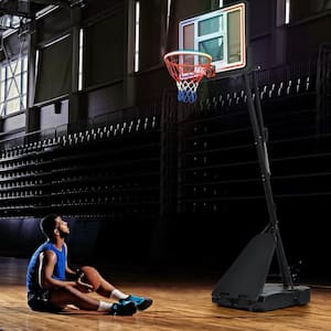 Portable Basketball Hoop Basketball System with 8 ft. x 10 ft. Height Adjustment and LED Light