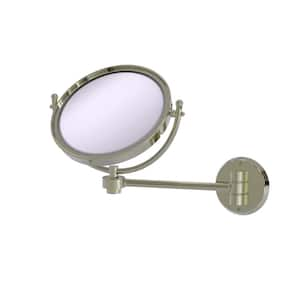 8 in. W x 10 in. H Small Large Round Tri Fold Metal Framed Magnifying Wall Bathroom Vanity Mirror in Polished Nickel