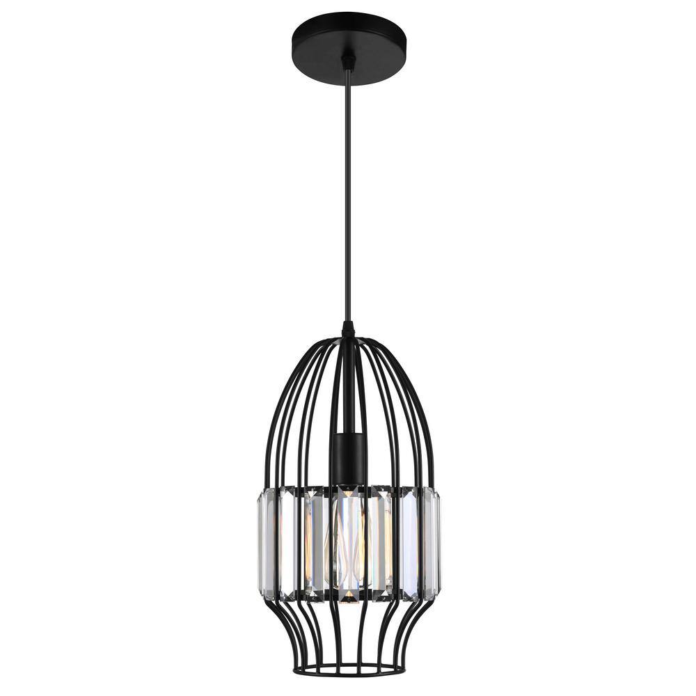 Black Steel Crystal Mini LED Pendant Light
